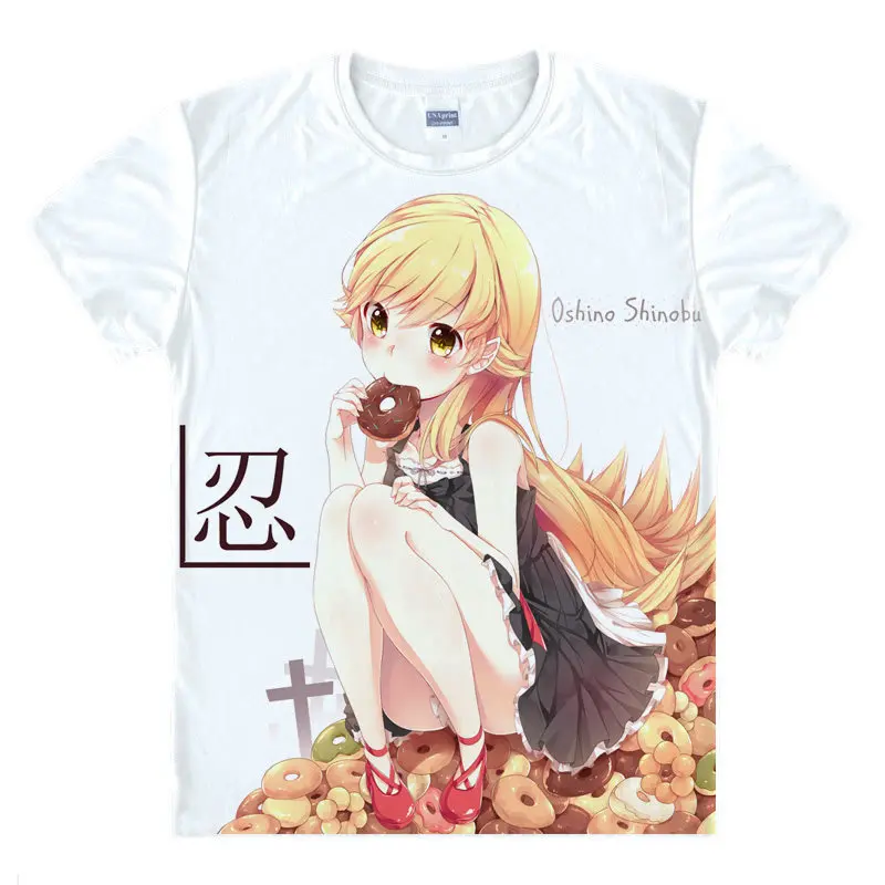 Футболка Monogatari Nisemonogatari футболки Аниме одежда Симпатичные милые рубашки и