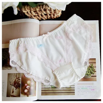 

fresh Japanese cotton color bowknot underwear comfort Lace Waist string thong tanga culotte femme panty bragas women panties