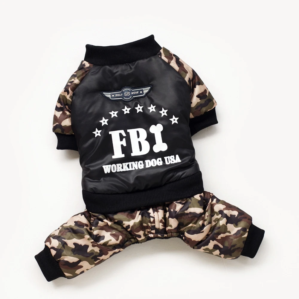 

Pet Dog Clothes Costume Fashion Bright Camouflage Dog Clothes Winter Warm Waterproof FBI Printing Coat Jacket Dog Clothing