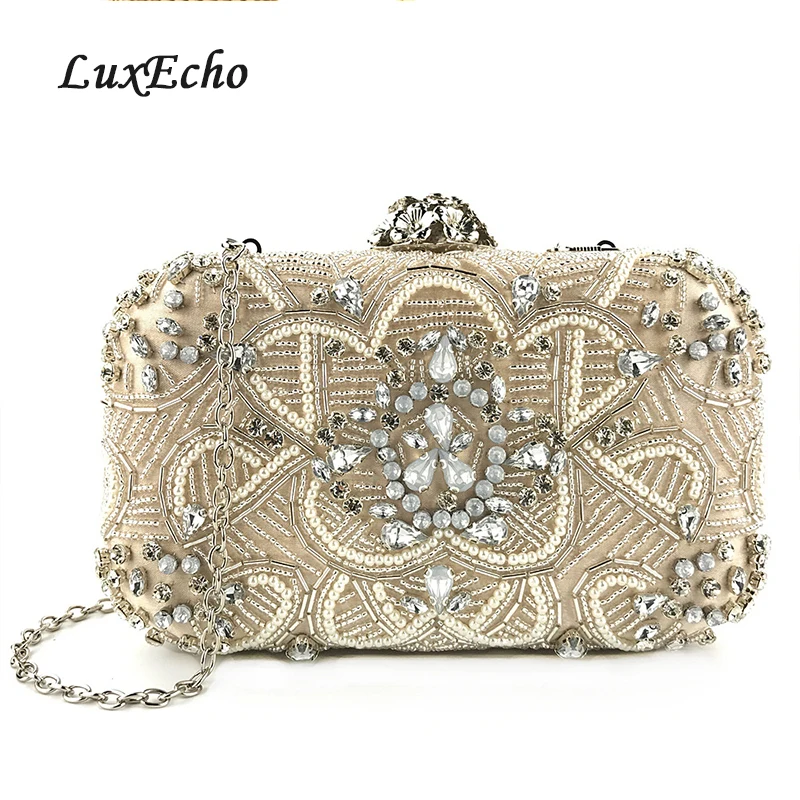 

Champagne Beading Evening Bags Women Day Clutches Fashion Wedding Purse Diamonds Party shoulder bags Dinner purse