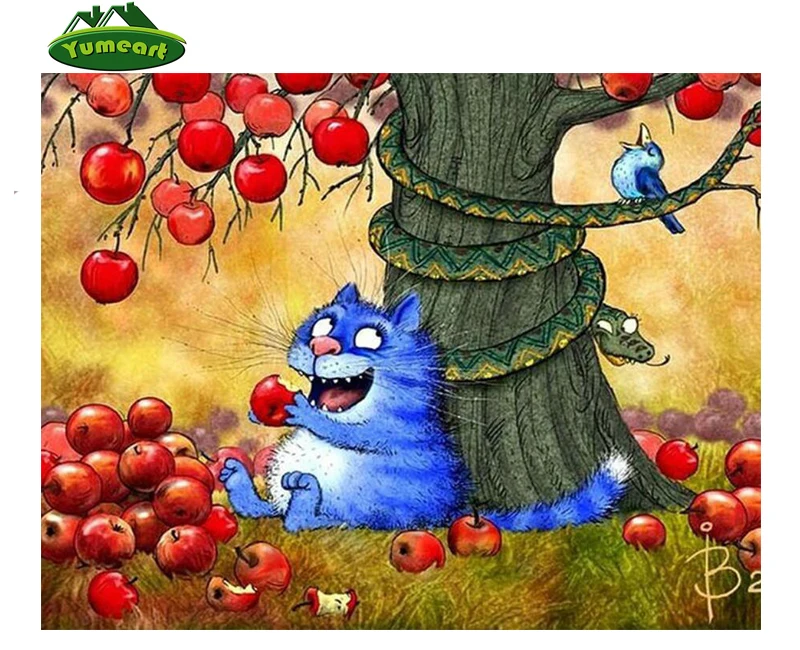 

DIY diamond drawing cartoon diamond painting cross stitch crystal diamond mosaic decorative full diamond embroidery blue cat