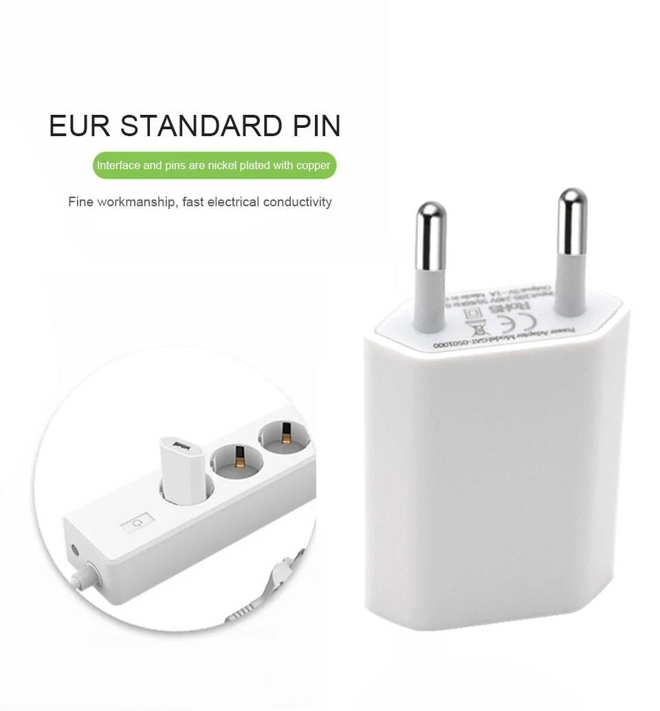 1 USB EU Charger European Standard 5V1A Mobile Phone Charger Travel CE Certified Power Adapter Use in Spain Finland Netherlands (2)