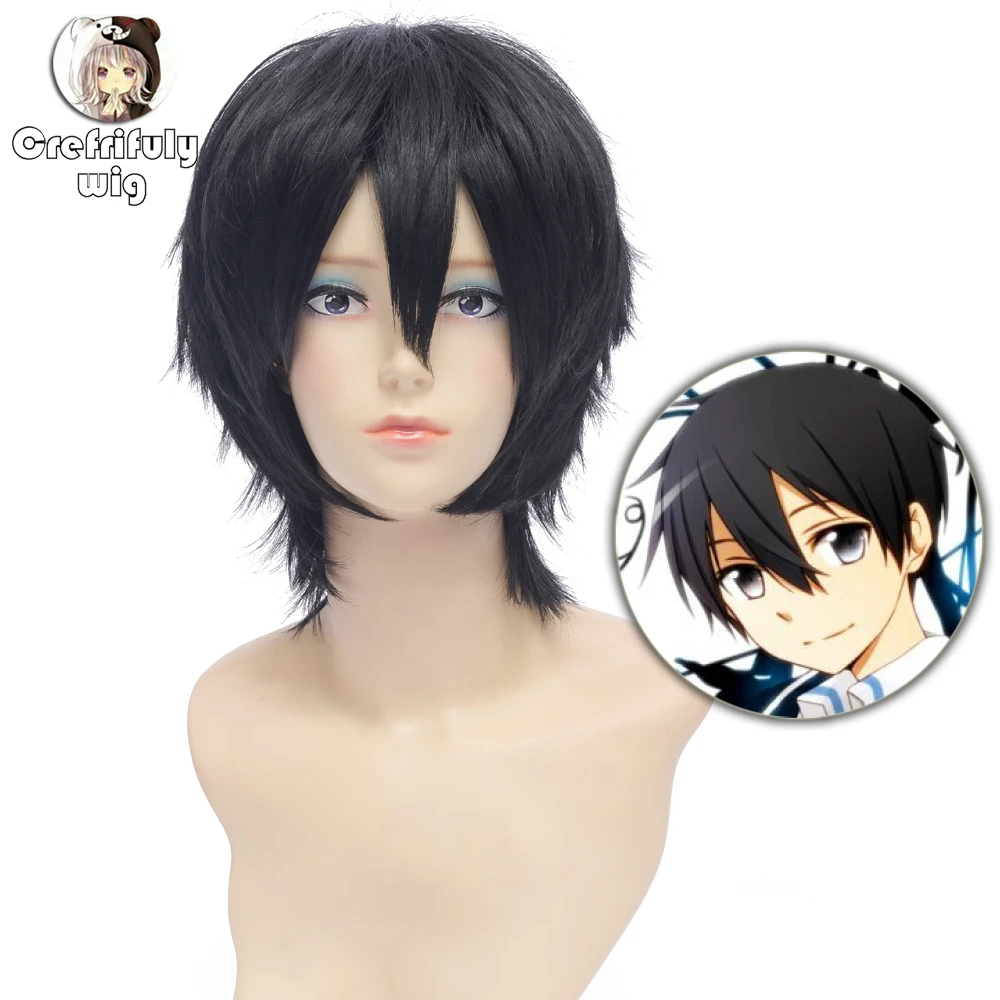 Sword Art Online Sao Kirigaya Kazuto Kirito Short Black Cosplay