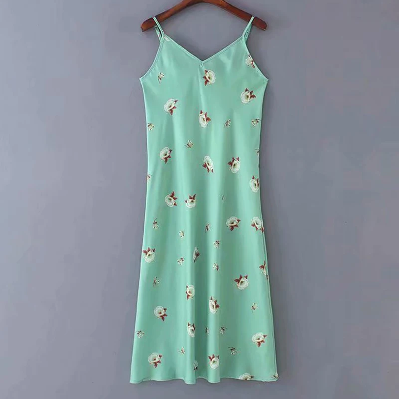 Women's Clothing Dress 2019 Polyester Flower Print Suspender V-Nneck Dress Ms Summer Sexy Slim Fit Stylish Temperament Clothing