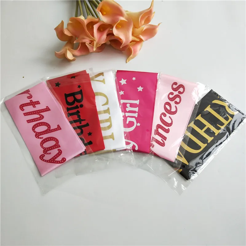 Birthday Girl Sash Glitter Satin Happy Birthday Party Accessory Decoration Princess Ribbons Sash Shoulder Strap Party Gifts