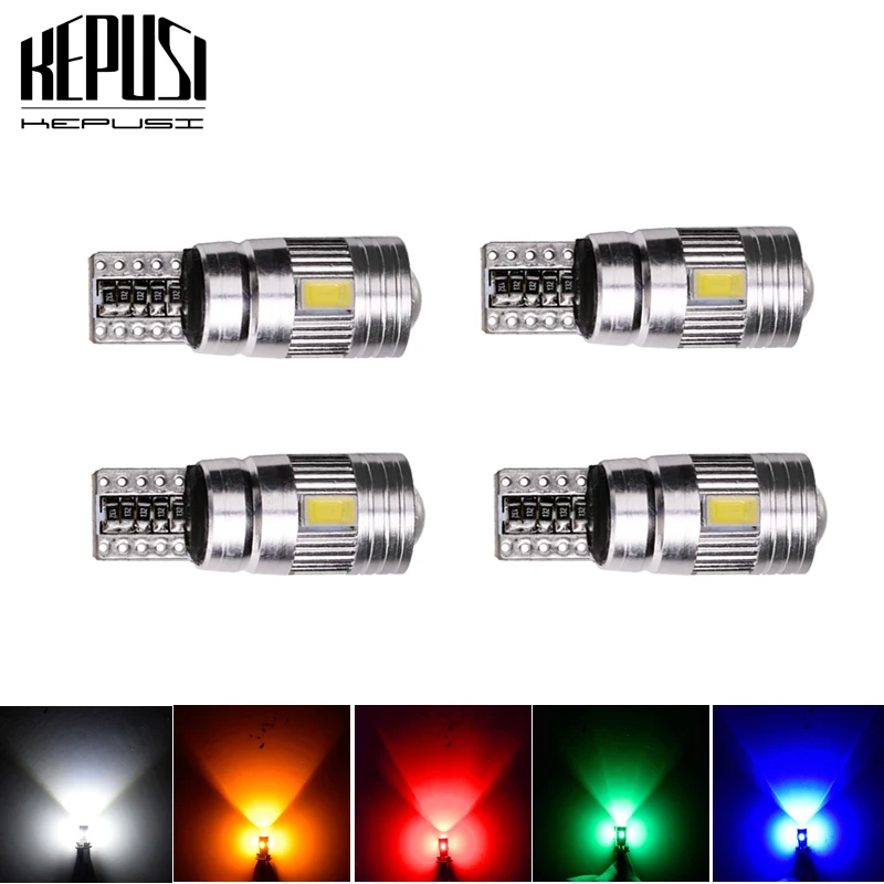 

4pcs T10 W5W canbus no error 6 SMD 5630 5730 LED Lights Wedge Bulb High power led car parking Fog Lamp auto clearance lights 12V