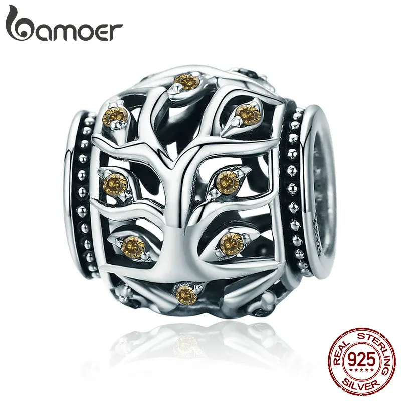 

BAMOER 100% Authentic 925 Sterling Silver Tree of Life Beads Charms fit Charm Bracelets & Bangles DIY Jewelry Making SCC675