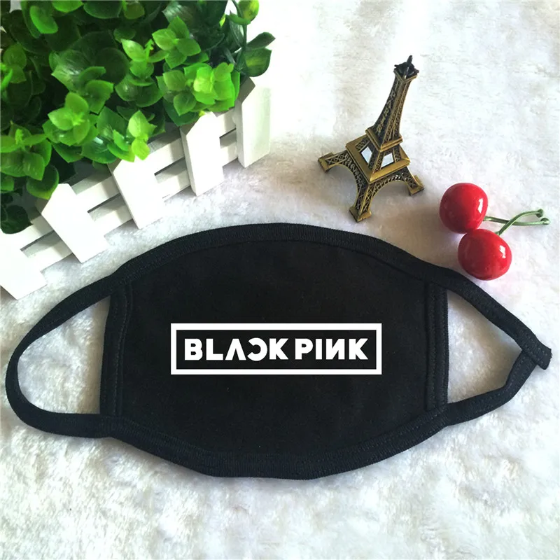

Kpop BLACKPINK Album Logo Print K-pop Fashion Face Masks Unisex Cotton Black Mouth Mask