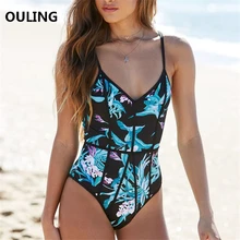 OULING сдельный купальник корсетные Купальники цветочный принт пуш-ап боди размера плюс Монокини женский купальник с высокой талией XL