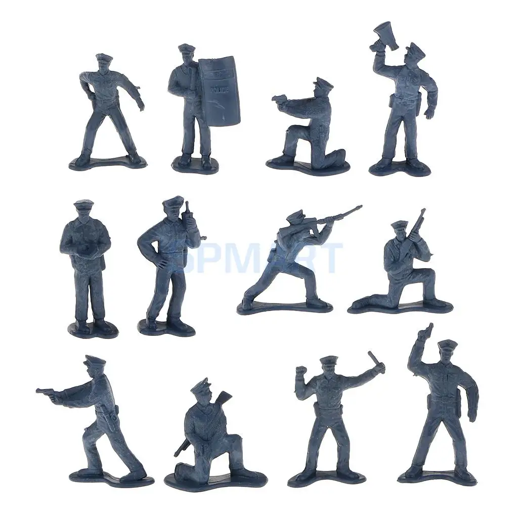 12pc Plastic Policeman Figures Plastic Figurine Action Figure Kids Toy