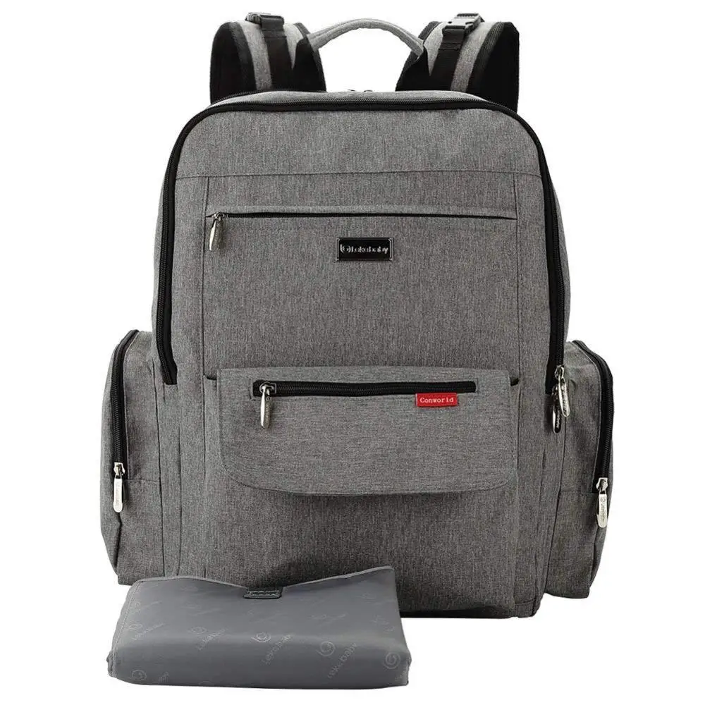 Lekebaby очень большая сумка для смены подгузников рюкзак с пеленальной подкладкой можно использовать как рюкзак для ноутбука, серый