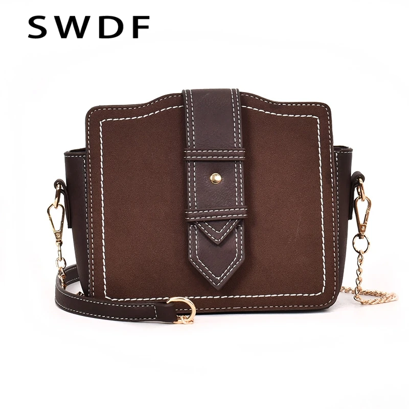 

SWDF Women New Luxury Color Shoulder Bags Pu Leather Striped Scrub Hasp Handbags High Capacity Flap Ladies Retro Messenger Bags