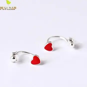 

Flyleaf 100% 925 Sterling Silver Dripping Glaze Red Star Heart Stud Earrings For Women Creative Lady Fashion Jewelry