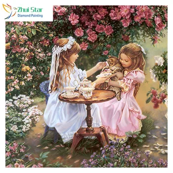 

Zhui Star 5D DIY full Square drill Diamond drawing Cross stitch garden girls Rhinestone embroidery Mosaic Home decor gift