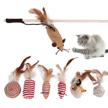 7 шт./компл. весело интерактивная игрушка для кошек с заправки зажигалок, игрушки для упражнений для кошка пижамы для малыша, перо забавная кошка палка колокольчики интерактивные игрушки