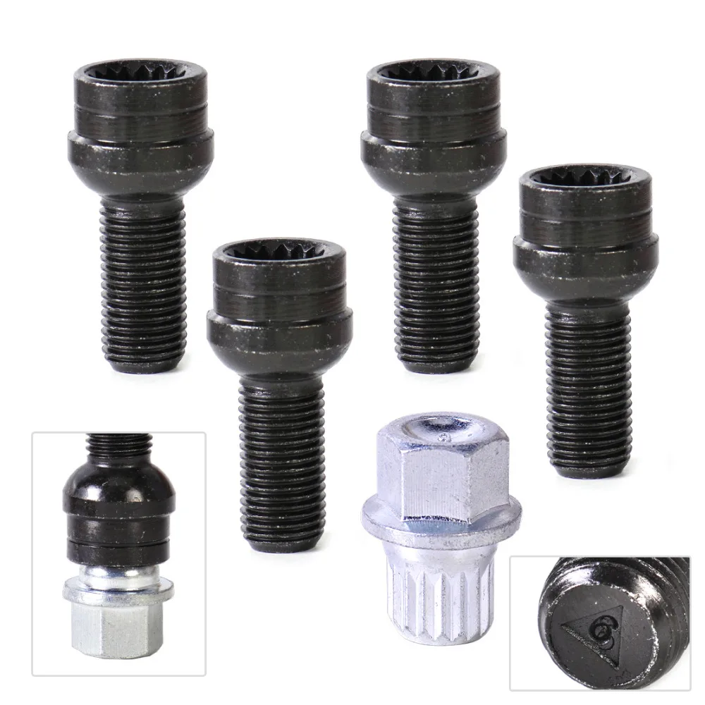 New Set of 5 Antitheft Wheel Bolt Lock Nut Cap Fit for VW Golf Jetta Beetle