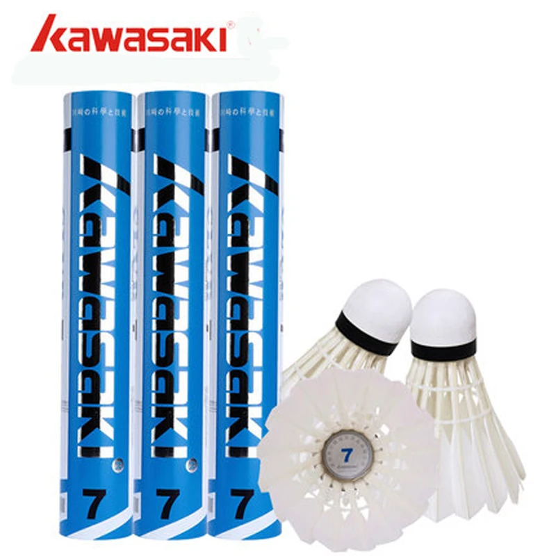 2018 Kawasaki marca Club 7 12 unids/lote bádminton pluma de pato Shuttlecock velocidad 77 Durable bádminton Bola de ejercicio de entrenamiento.