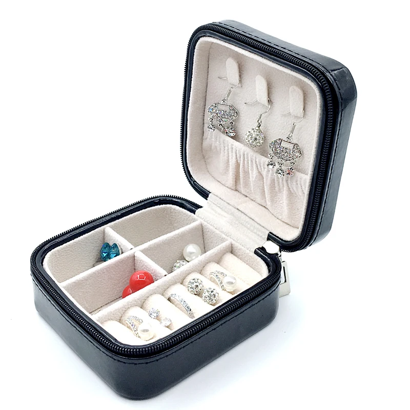 Comprar Caja de regalo para joyas pendientes de almacenamiento caja de viaje organizador relojes con cremallera urna de joyería portátil estuches para collares