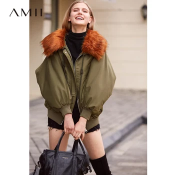 

Amii Minimalist Short Down Coat Women Winter Loose Hooded Fur Collar Zipper Casual Female Short Down Jackets Overcoat 11870348