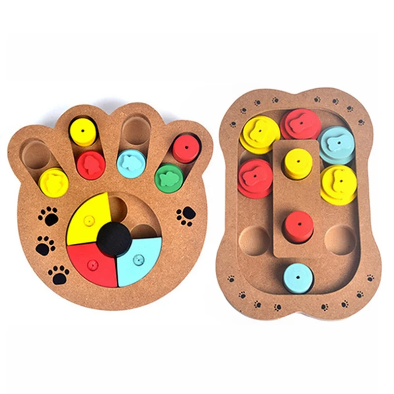 

Dogs puzzle toys bones paw prints wooden fun feeding multi-functional Interactive dog toys for cats pet feeder educational461251