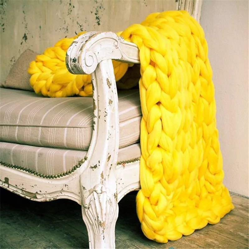 Новое ручное плетение реквизит одеяло s мягкая Толстая линия гигантская пряжа вязаное одеяло CrochetLlinen мягкие вязаные одеяла - Цвет: 11