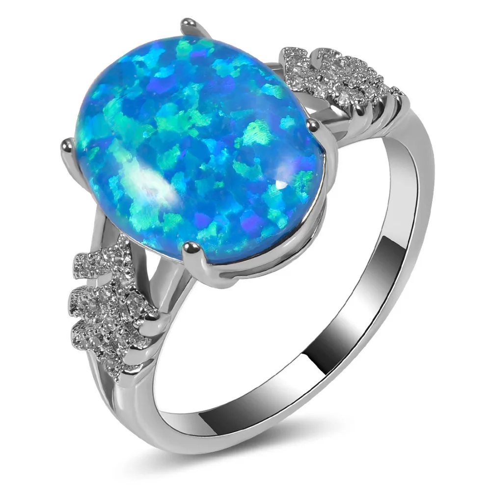 Hot Sale Exquisite Blue Fire Opal 925 Sterling Silver High Quantity Engagement Wedding Ring Size 5