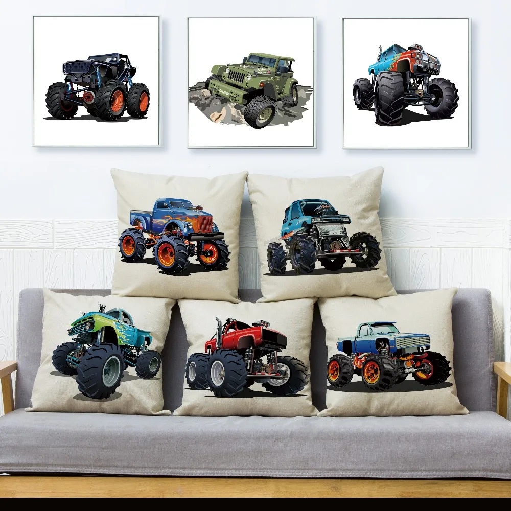 США Monster Truck из мультфильма Тачки Внедорожник узорчатый Чехол льняные наволочки