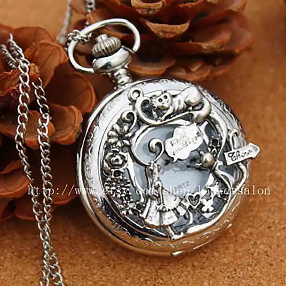 Часы alice in wonderland винтажные мужские кварцевые карманные часы с цепочкой в стиле
