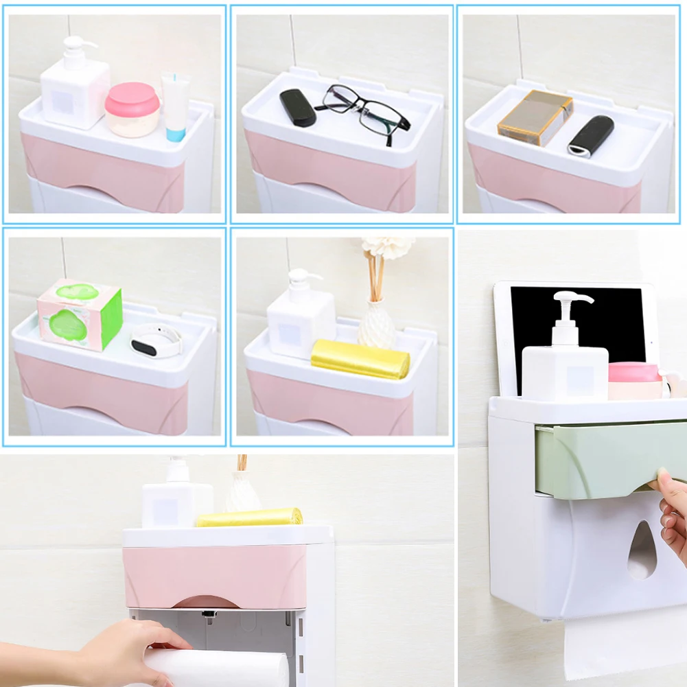 Креативные двухслойные Бумага Полотенца коробка Водонепроницаемый ткани поле Multi-Функция Non-Marking Бумага Roll ящик для хранения добыча с Dr