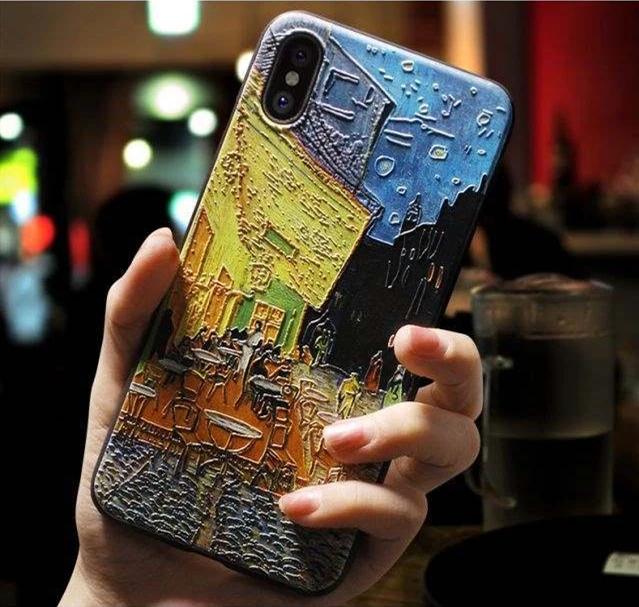 3D рельефный чехол для телефона Ван Гог для iPhone 7 Plus 8 6 6S X Мягкий силиконовый чехол для iPhone 5 5S SE XS XR 11 Pro MAX чехол со звездным небом - Цвет: yhcantin