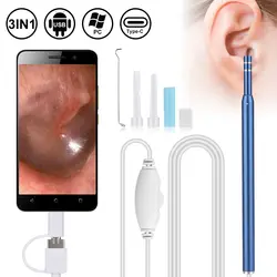 Для чистки ушей эндоскоп 3 in1 USB защитная пленка высокой четкости для экрана инструмент для чистки ушей 5,5 мм Мини Камера Android ПК, ушным