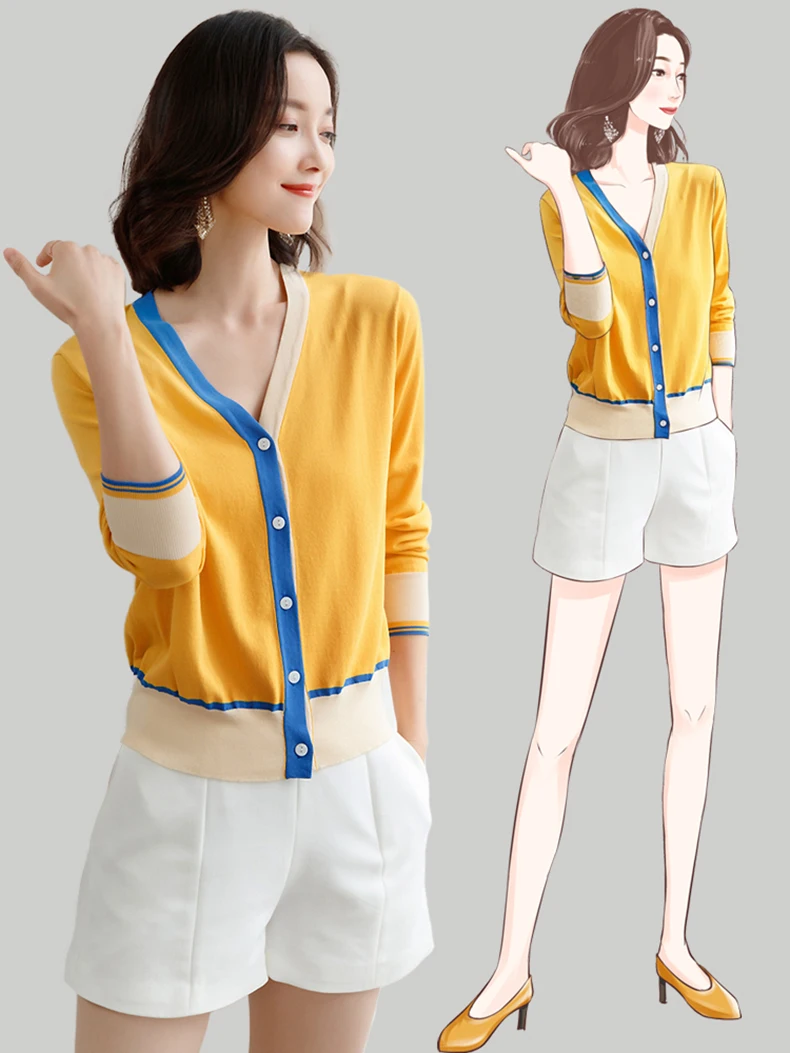 Women Knitted Cardigan Sweater Korean Style Jacket 2019 Autumn New Female Breathable V-neck Long-sleeve Single-breasted Sweaters (5)