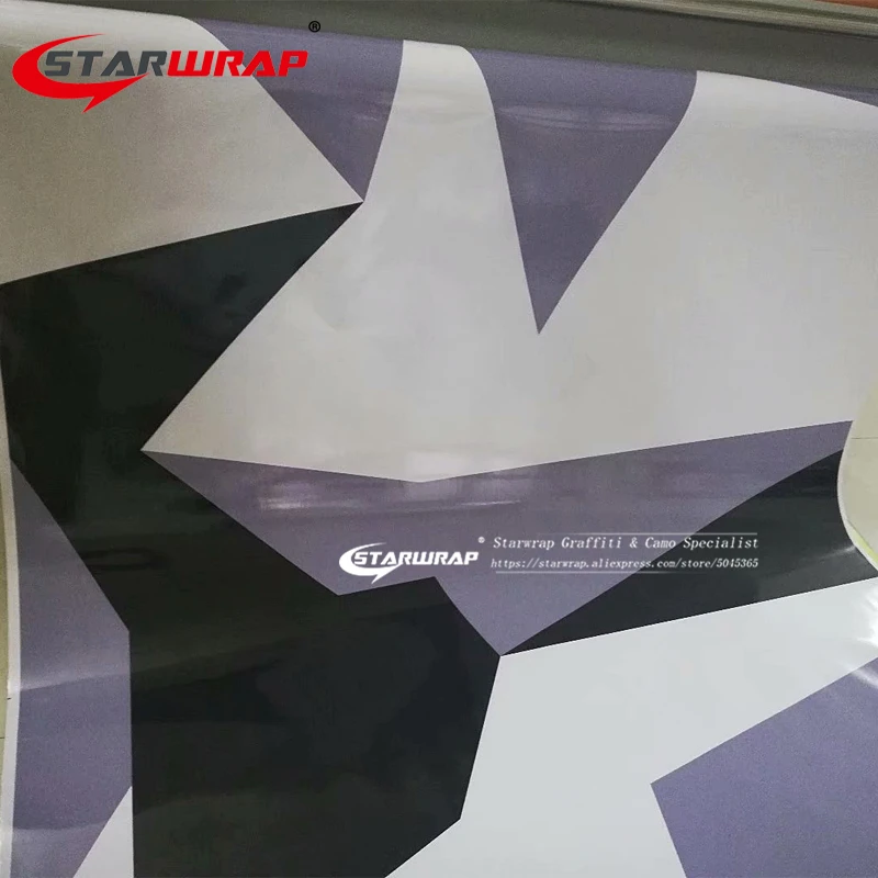 Starwrap Arctic Camo Vinyl Car Wrap Military Black White Grey Camouflage Film Jungle Car Motocycle Outboard Decal Sticker