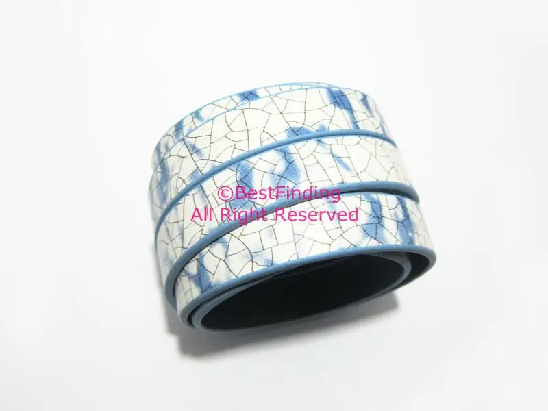 

10x2mm leather cord White crack Light blue mixed 10mm Flat leather cord