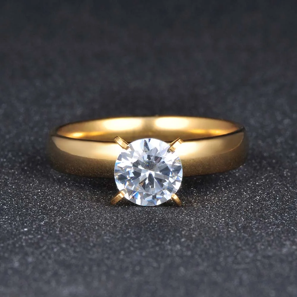 ZooMango классического золотого цвета из нержавеющей стали кольцо кубического циркония Кристал для свадьбы, помолвки ювелирные кольца для женщин ZR17155