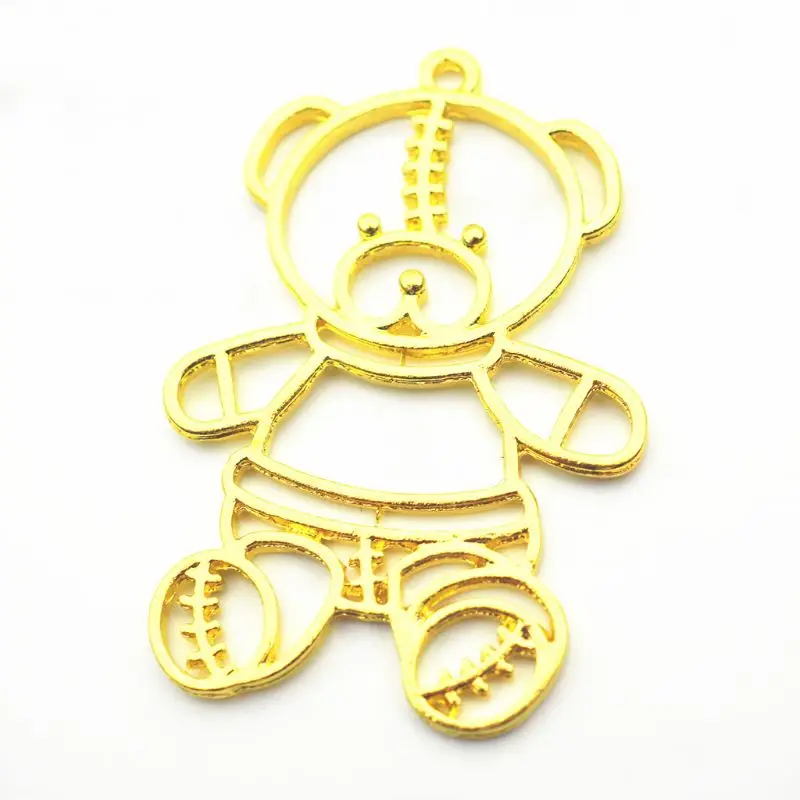 2 шт Mr & Mrs Lover Bears металлическая УФ рамка кулон открытый ободок из смолы для