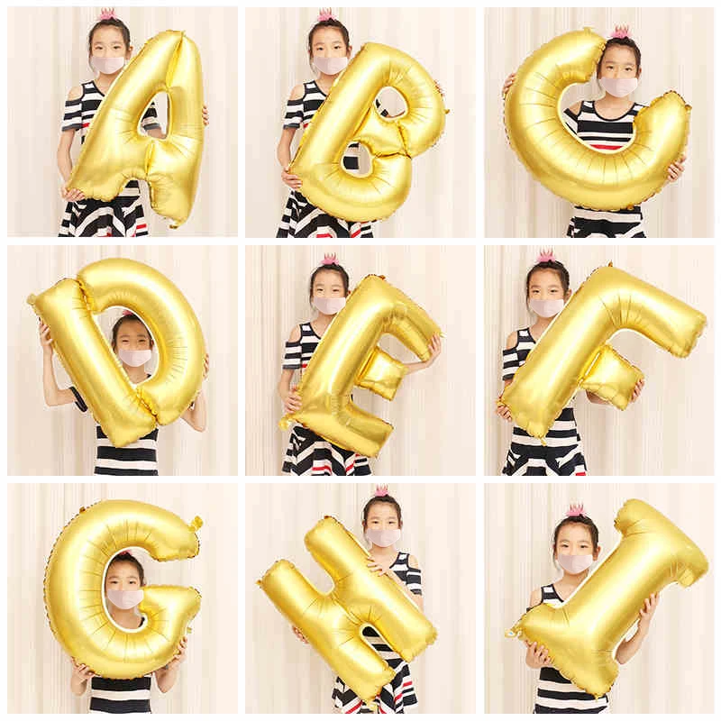 28inch Medium Gold Alphabet Letter Balloons Helium Balloon Birthday Wedding Party Decoration Customization Diy Name Balloon Balloons Birthday Balloon Balloonballoons New Year Aliexpress