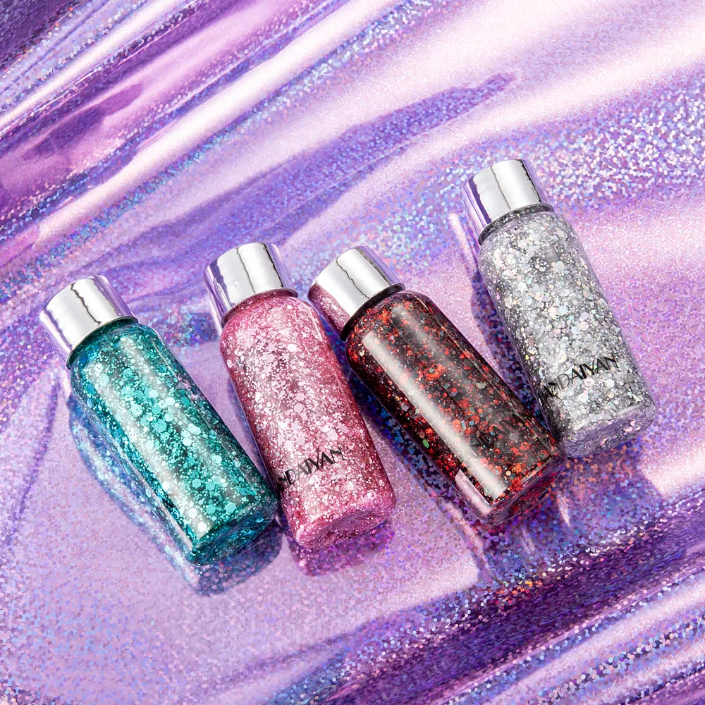 Holographic Body Glitter Festival Makeup Glitter Gel Face Hair Lip Glitter Cream Mermaid Sequin Tattoo Pigment Body Art Cosmetic