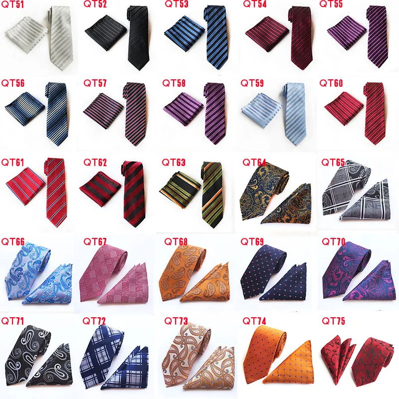 Wholesale DHL/TNT Free Shipping 20pcs/lot 125 Styles Tie Set 8 cm Mans Tie pocket square Set Silk Business Necktie Cravat