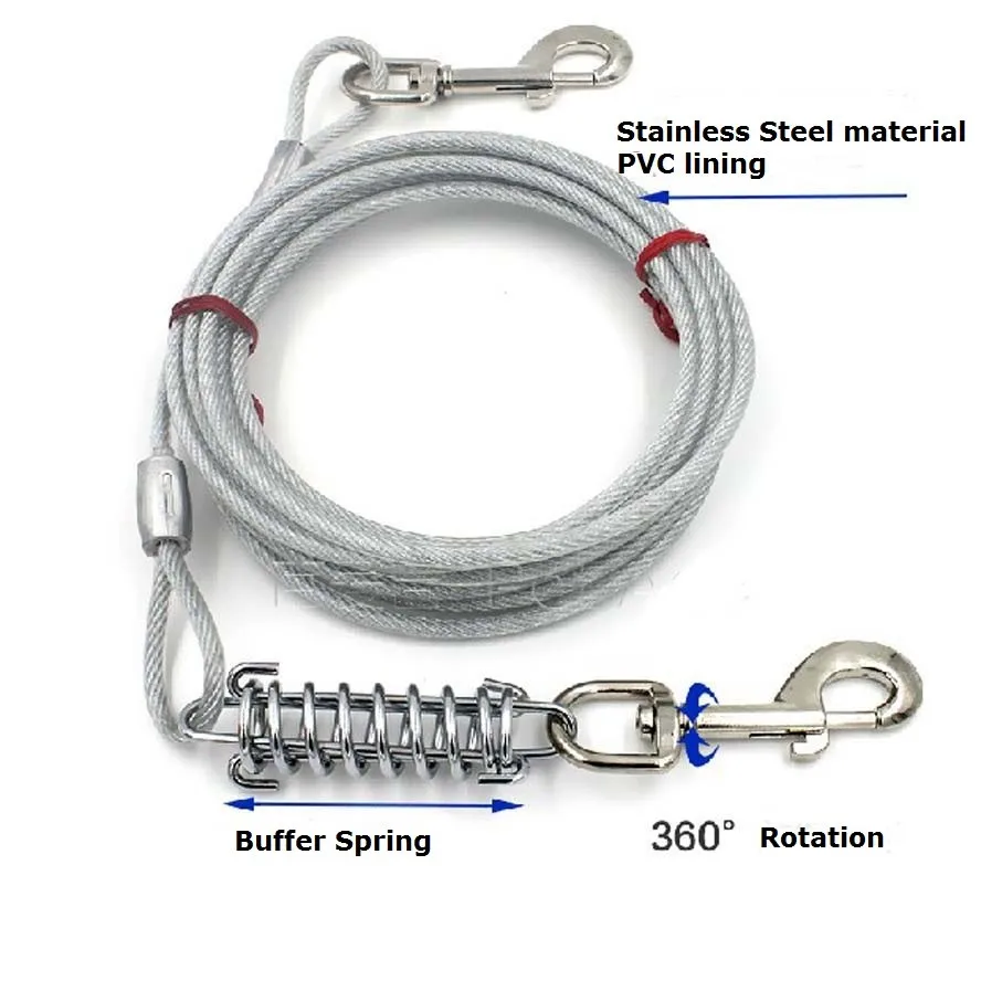 360 Вращающийся свинцовый и пружинный поводок для домашних животных с защищенным чехлом антикоррозийный