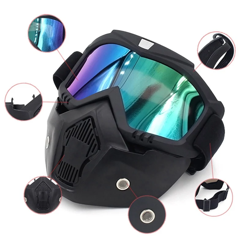 

Safety Goggles Face Mask Windproof Dustproof UV-protection Eyewear Mask Removable Bicycle Motorcycle Tactical Goggles Masks
