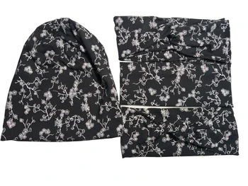 

T175225 2017Newest set good stretch 100% cotton fashion white flower print headband women hats turban headband for women