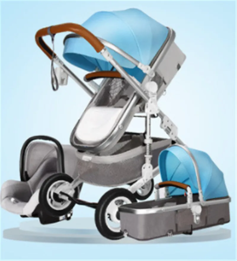 3 в 1 многофункциональная детская коляска, складная коляска с высоким пейзажем, золотисто-красная детская коляска, коляска для новорожденных, помощник матери - Цвет: D
