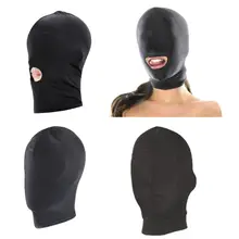 Elastic Black Breathable Face Cover SM Role Play Mask Hood Bondage Sex Cosplay Couples Flirting Toy