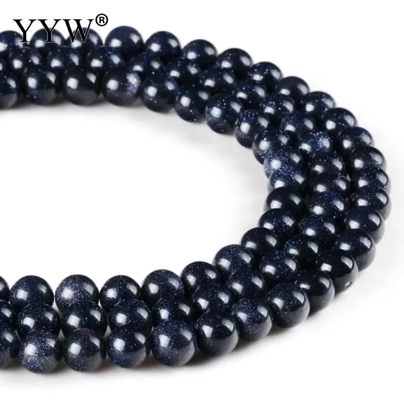Wholesale Natural Stone Round Shape 6mm 8mm 10mm Blue GoldStone Beads