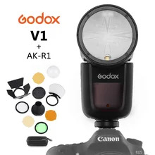 Godox V1 Flash redondo Speedlight para SONY NIKON CANON cámara R2 TTL linterna con AK-R1 Xpro Flash Triger