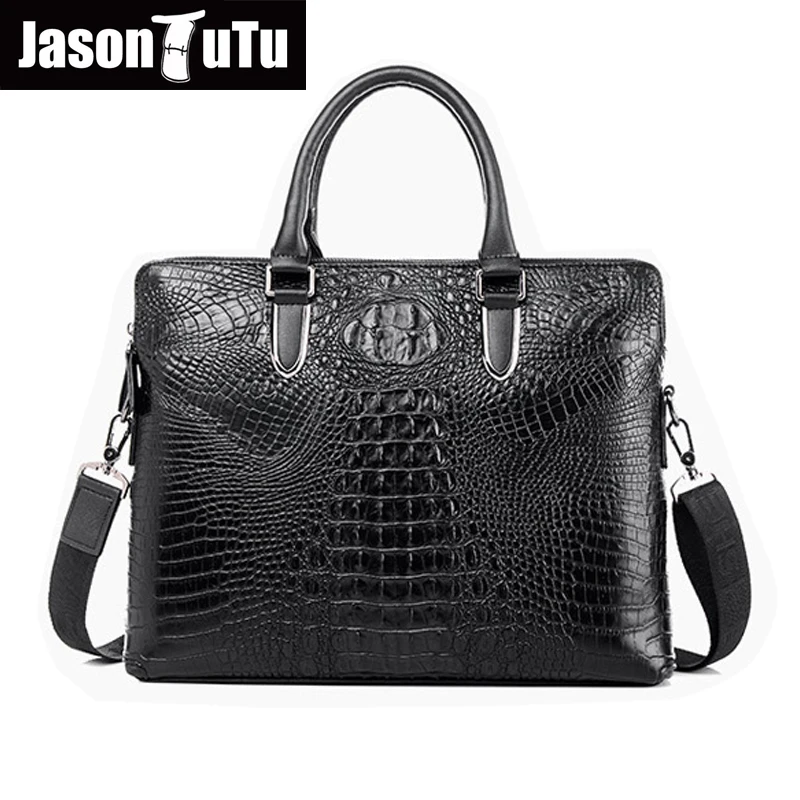 

100% guarantee Genuine Leather Handbag Men Bag high quality Alligator Business briefcase Vintage Crossbody Shoulder Bag HN156