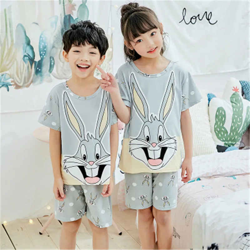 

2019 Summer children pajamas set kids baby girl boys cartoon casual clothing costume short sleeve children sleepwear pajamas set