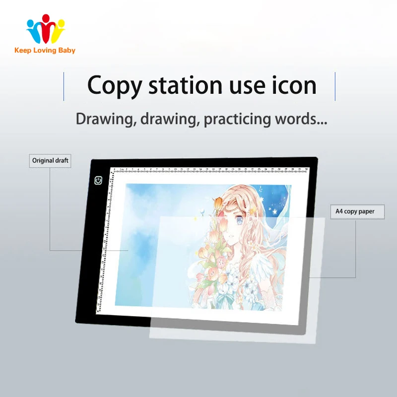 Светодиодный планшет для обучения детей, графический светильник для рисования, коробка для отслеживания, копировальный блок, цифровой чертеж, A4, копировальный светодиодный стол