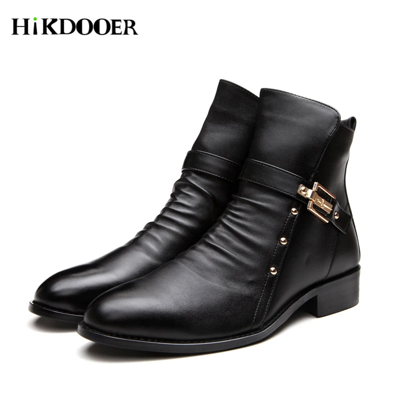 

2018 Business Casual Boots Genuine Leather Men Shoes Fashion Male Shoes Winter Ankle Boots Male Boots Winter Men Leather Shoes